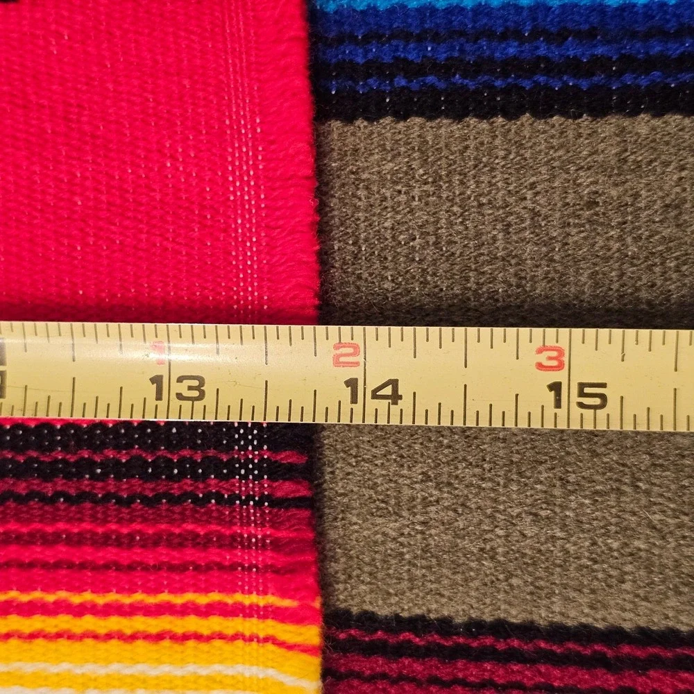 El Paso Saddleblanket Co Serape Stripe Woven Placemats Red Blue Olive 14x18 Set6